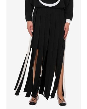 Moschino Fringed Wool Maxi Skirt - Black