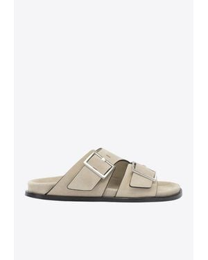 Alohas Alba Buckled Suede Sandals - White