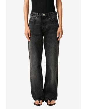 Ami Paris Washed Wide-Leg Jeans - Black