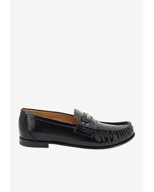 Fendi Scrunch Leather Loafers - White