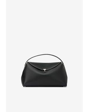 TOTEME Medium T-Lock Leather Shoulder Bag - Black