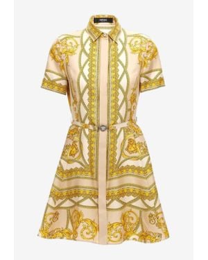 Versace La Coupe Des Dieux Midi Shirt Dress in Yellow | Lyst
