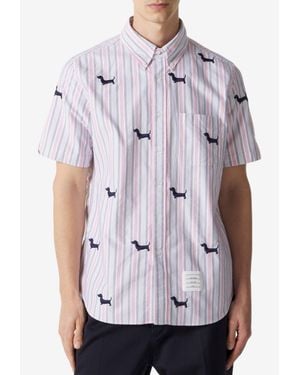 Thom Browne Hector Striped Short-Sleeved Shirt - Gray