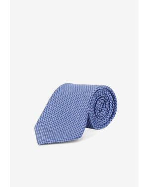 Ferragamo Regimental Print Silk Tie - Blue