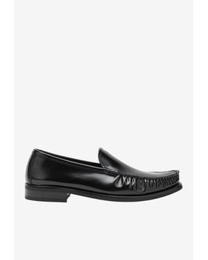 Prada Brushed Leather Loafers - Black