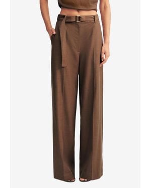 Shona Joy Asher Wide-Leg Tailored Pants - Brown
