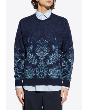 Etro Floral Jacquard Wool Sweater - Blue