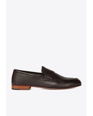 Corneliani Leather Penny Loafers - Brown