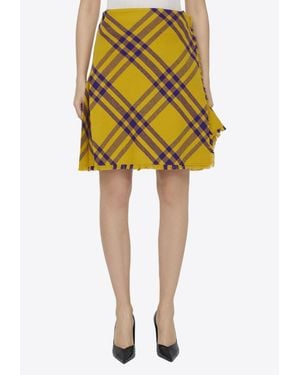 Burberry Check Wool Kilt - Yellow