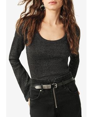 Ba&sh Lily Scoop-Neck Ribbed Top - Black