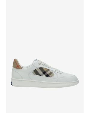Burberry Terrace Leather And Check Sneakers - White