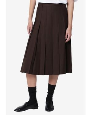 DUNST Midi Pleated Skirt With Side Slit - Black