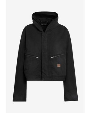Balenciaga Cropped Hooded Jacket - Black