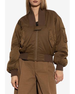 Chloé Cropped Bomber Jacket - Brown