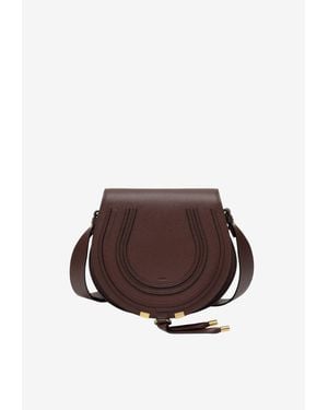 Chloé Marcie Saddle Grained Leather Bag - Brown