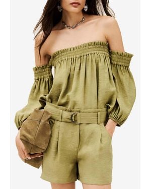 Ba&sh Dalila Elasticated Bustier Top - Green