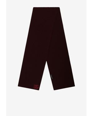 Dolce & Gabbana Dg Logo Wool Knit Scarf - White