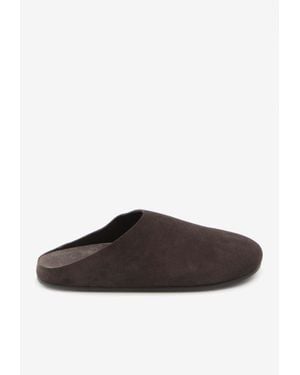 The Row Hudson Suede Slippers - Brown