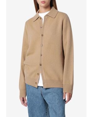 Guest In Residence Felted Knit Cashmere Cardigan - Blue