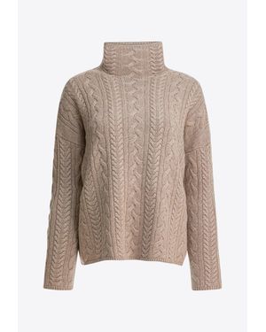 Max Mara Genova Cable Knit Turtleneck Jumper - Brown