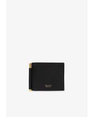 Tom Ford Stamped Logo Bi-Fold Walley With Money Clip - White