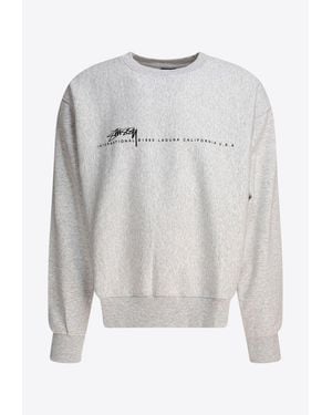 Stussy Logo Print Crewneck Sweatshirt - Gray