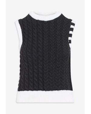 Thom Browne Aran Cable Knit Top - Black