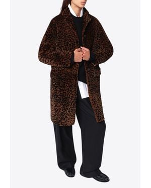 Salvatore Santoro Leopard Print Leather Coat - Black