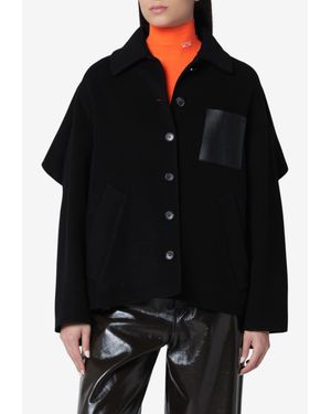Loewe Double-Face Wool Cashmere Cape Coat - Black