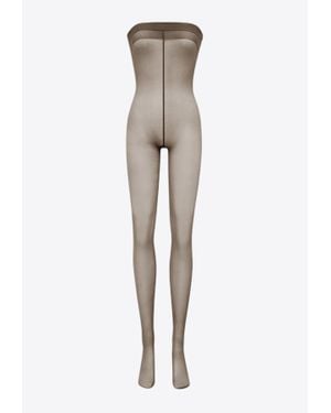 Saint Laurent Rhinestone Cassandre Jumpsuit Tights - White