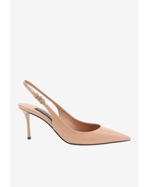 Dolce & Gabbana Cardinale 75 Patent Leather Slingback Pumps - White