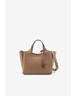 Tod's T Timeless Leather Shoulder Bag - Natural