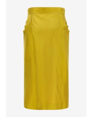 Valentino Shantung Silk Midi Skirt - Yellow