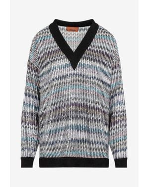 Missoni Sequin-Embellished Zig Zag Sweater - Gray