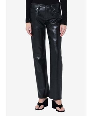 Agolde Faux Leather Slim Pants - Black