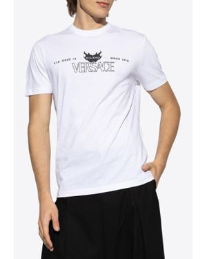 Versace Logo Print Crewneck T-Shirt - White