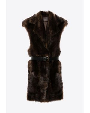 Prada Fur Belted Gilet - Black