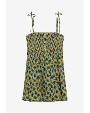 Miu Miu Floral Silk Mini Dress - Green