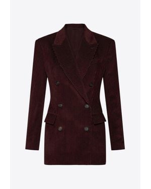 Brunello Cucinelli Velvet Double-Breasted Jacket - Purple