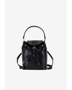 Miu Miu Logo Flap-Top Leather Backpack - Black