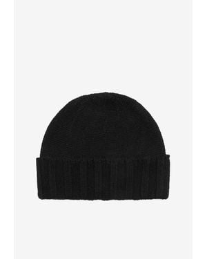 Drumohr Cashmere Ribbed Beanie - Black