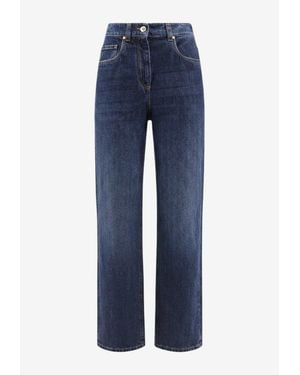Brunello Cucinelli Wide Barrel Washed Jeans - Blue