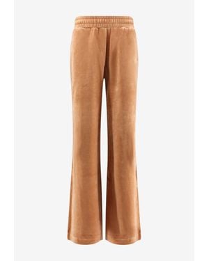 Chloé Logo Embroidered Velvet Pants - Brown