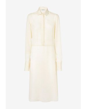 Fendi Jacquard Midi Chemisier Dress - White