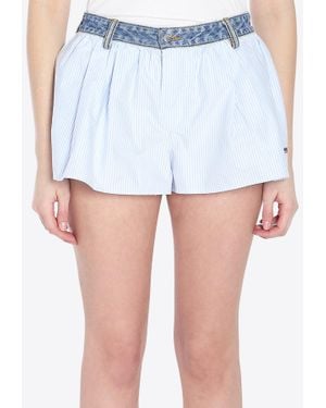 Alexander Wang Pinstripe Boxer-Style Mini Shorts - Blue