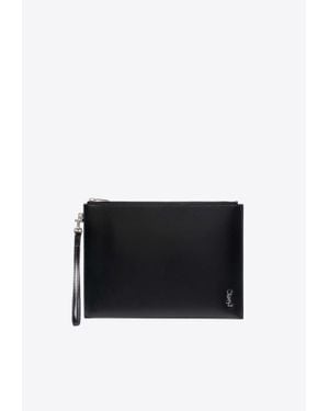 Saint Laurent Cassandre Leather Pouch - Black