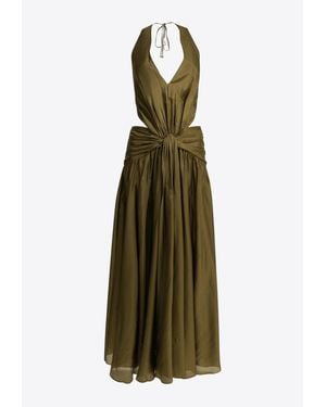 Zimmermann Indra Draped Silk Midi Dress - Green