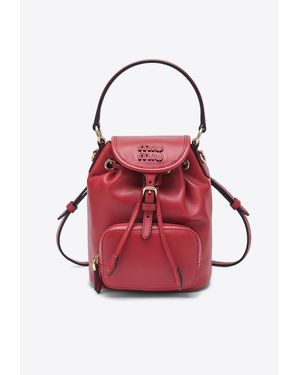 Miu Miu Mini Leather Backpack - Red
