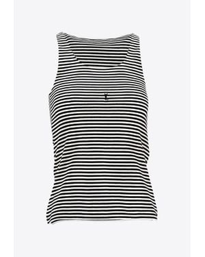 Saint Laurent Cassandre Striped Tank Top - Black