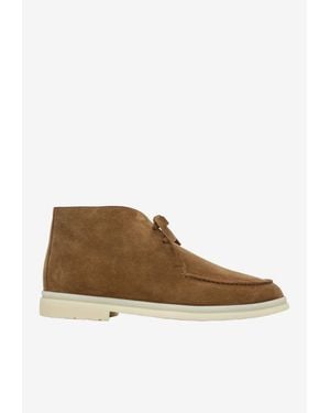 Loro Piana Open Walk Suede Ankle Boots - Brown